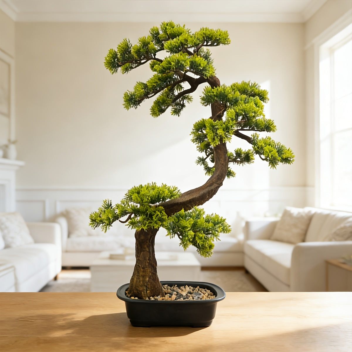 29.53inch Artificial Pine Tree with Faux Leaves, Perfect for Indoor And Outdoor Decoration in for Home Or Office, Comes with Plastic Planter