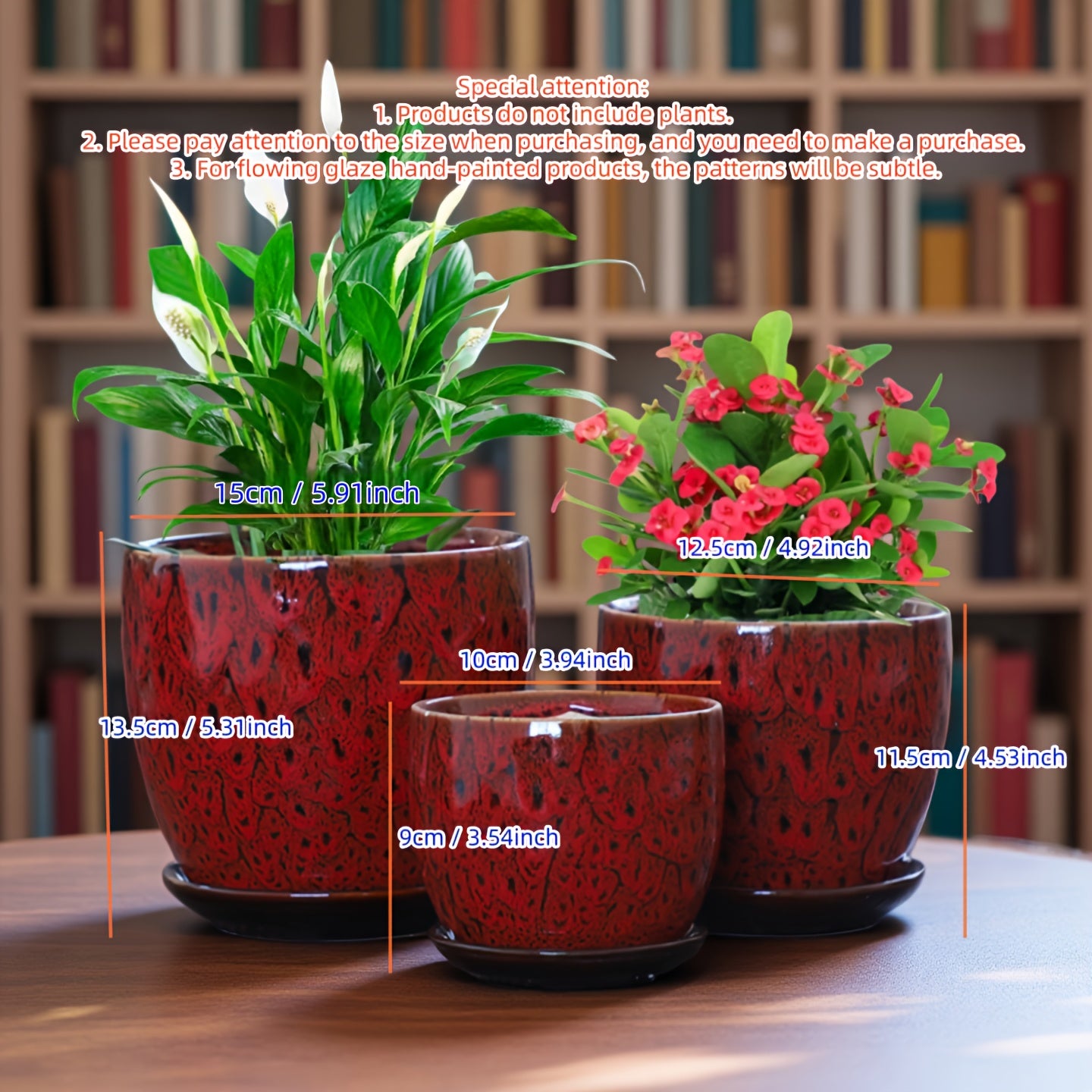 Artistic Flower Pot Set Multi-color Retro Ceramics With Tray Indoor Green Plants And Flower Planting Decoration Boutique Creative Texture Flower Pot Combination Retro Style Ceramic Three-piece Set