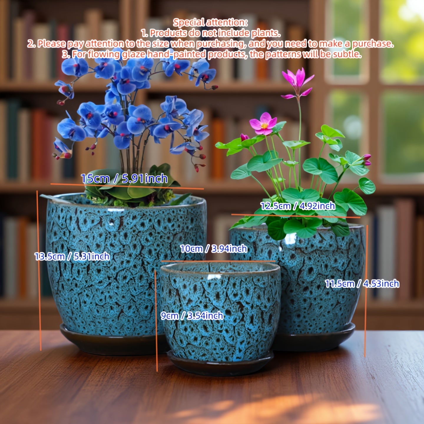 Artistic Flower Pot Set Multi-color Retro Ceramics With Tray Indoor Green Plants And Flower Planting Decoration Boutique Creative Texture Flower Pot Combination Retro Style Ceramic Three-piece Set