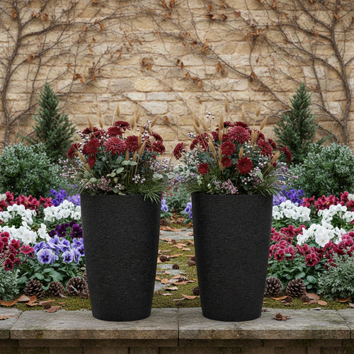 2 Pack Large 21 Inch Planter Set | All-Weather Round Pots, Stackable with Drain Option, Multi-Use Decor for Front Porch, Home Garden Indoors\u002FOutdoors, Contemporary Style by COSTWAY