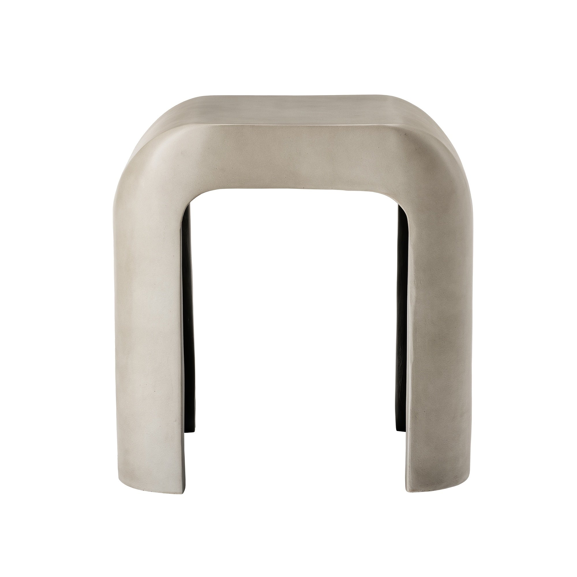 Modern Arched Hollow Table, 16-Inch Minimalist Terrazzo Texture Magnesium Side Table, Round Coffee Table with a Sculptural Feel for Garden And Living Room, Weather-Resistant Concrete Aesthetic Decorative Table, Speckled White\u002FGray