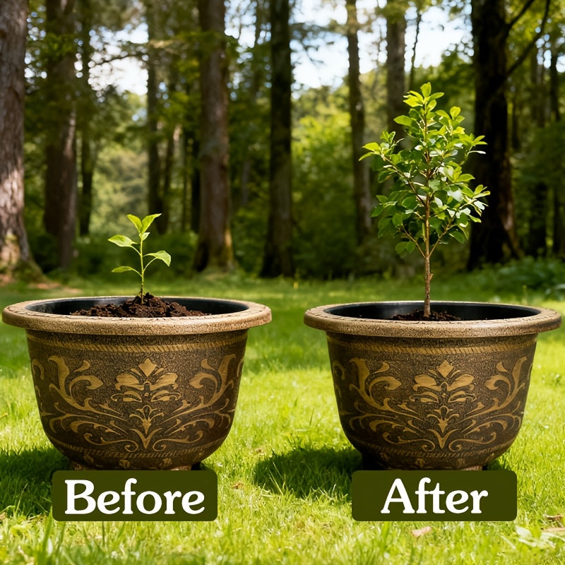 4pcs 15-Inch Resin Flower Pots Suitable for \u002FOutdoor - Thick Retro Square Planters with Drainage Holes, Rustproof Durable Painted Pots for Bonsai, Succulents, Cacti, Herbs, Topiary