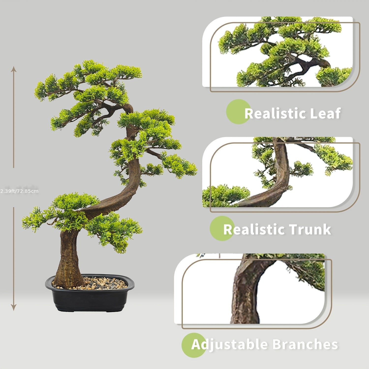 29.53inch Artificial Pine Tree with Faux Leaves, Perfect for Indoor And Outdoor Decoration in for Home Or Office, Comes with Plastic Planter