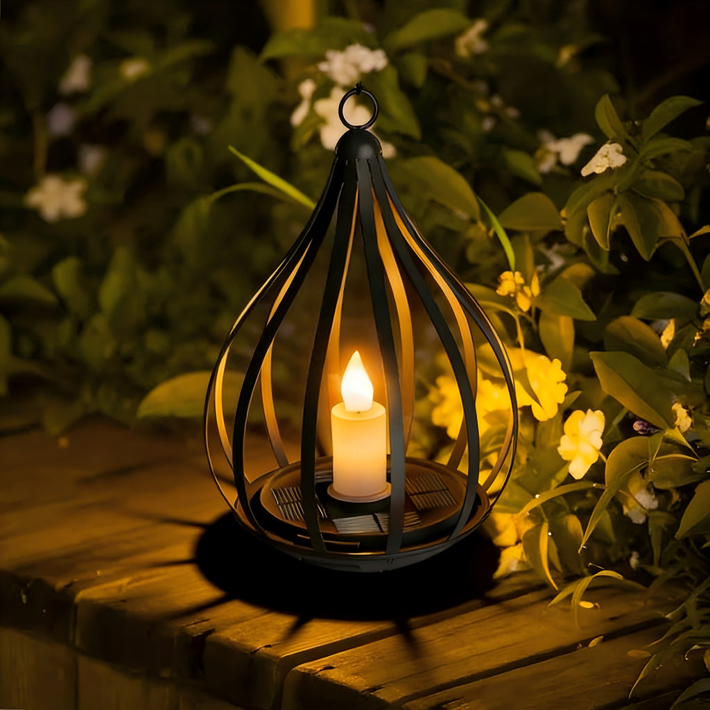 Solar Lantern, Outdoor Hanging Lantern, Candle Lamp, Featuring LED Candlelight Flickering Effect, Suitable for Table, Garden, Lawn And Outdoor Party Decoration, 1\u002F2pcs