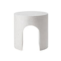 Modern Arched Hollow Table, 16-Inch Minimalist Terrazzo Texture Magnesium Side Table, Round Coffee Table with a Sculptural Feel for Garden And Living Room, Weather-Resistant Concrete Aesthetic Decorative Table, Speckled White\u002FGray