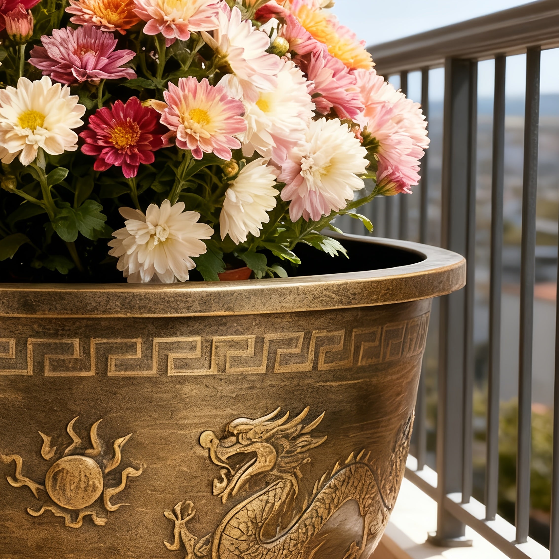 4pcs 15-Inch Resin Flower Pots Suitable for \u002FOutdoor - Thick Retro Square Planters with Drainage Holes, Rustproof Durable Painted Pots for Bonsai, Succulents, Cacti, Herbs, Topiary