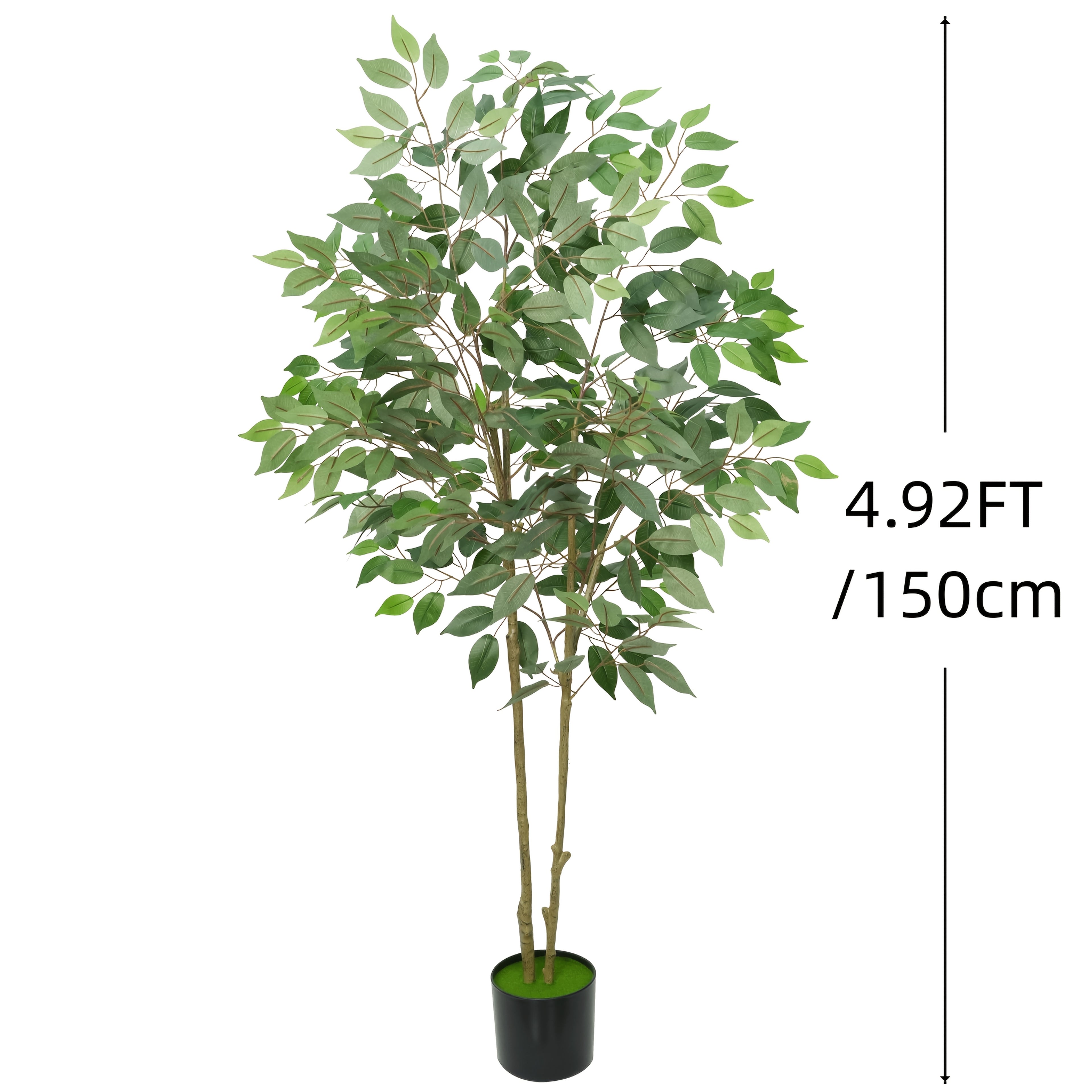 1pc Artificial Silk Ficus Tree with Plastic Pot for Office and Home Decor, Decorative Artificial Plant for Indoors and Outdoors, Fake Ficus Plant All Year Round Decoration