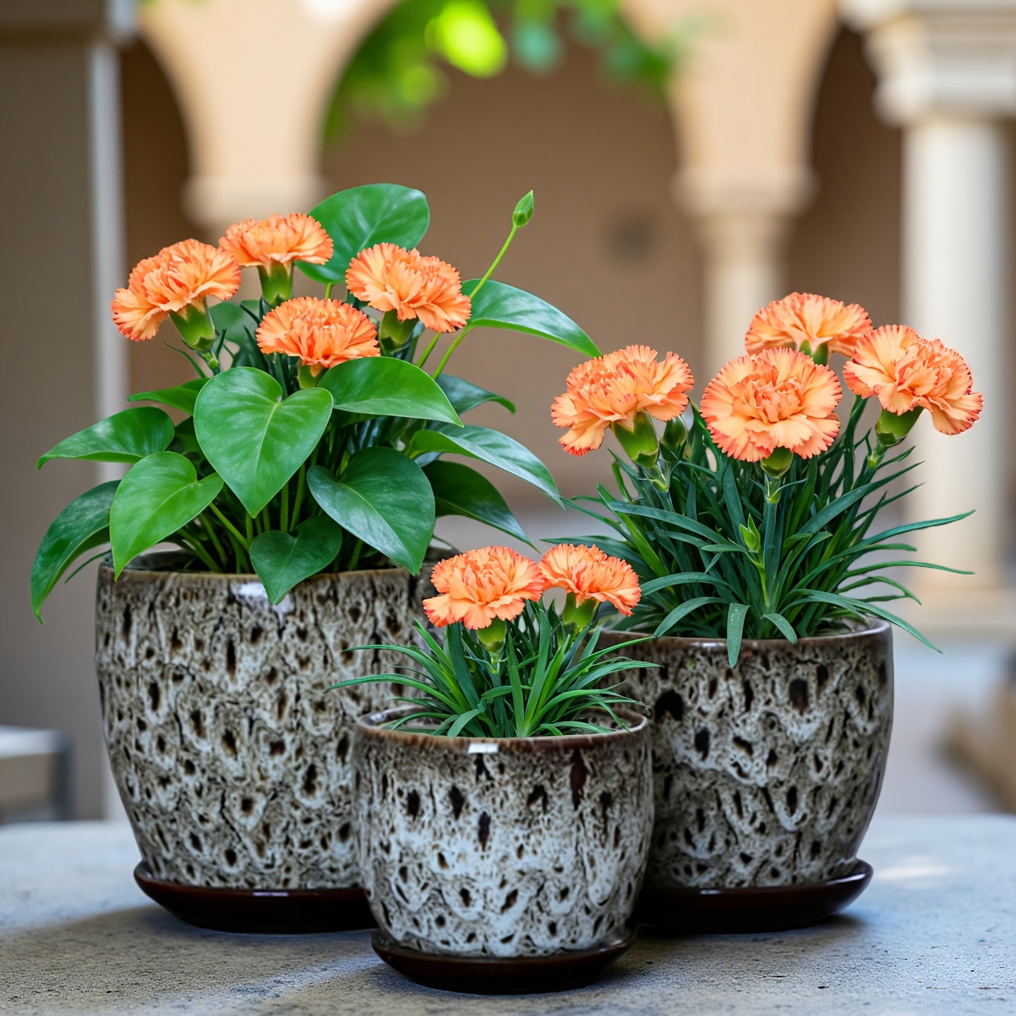 Handmade Pottery Set - Vintage Kiln-Changed Multicolor Clay Flower Pots with Drainage Holes, Polished Indoor\u002FOutdoor Planters for home,, Balcony - Artistic Retro Plant Containers for trees, shrubs, Herbs (Multi-