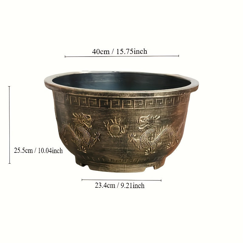 4pcs 15-Inch Resin Flower Pots Suitable for \u002FOutdoor - Thick Retro Square Planters with Drainage Holes, Rustproof Durable Painted Pots for Bonsai, Succulents, Cacti, Herbs, Topiary