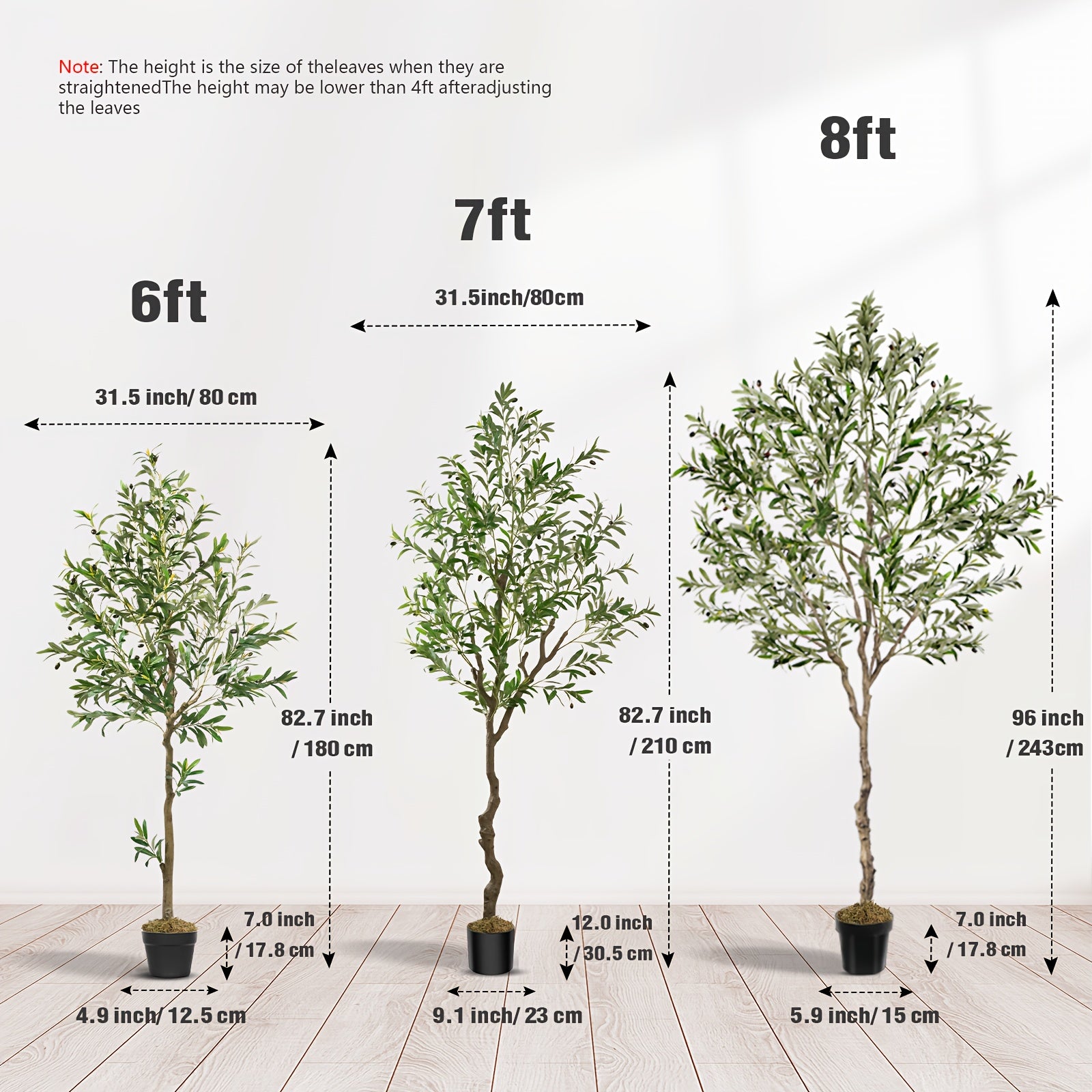 Outdoor Artificial Olive Trees Available in Heights of 6, 7, Or 8 Feet, Complete with a Nursery Planter. These Realistic Faux Olive Trees Feature Between 860 And 1530 Leaves, Are Easy to Assemble And Maintain, And Make Great Decorations for Homes
