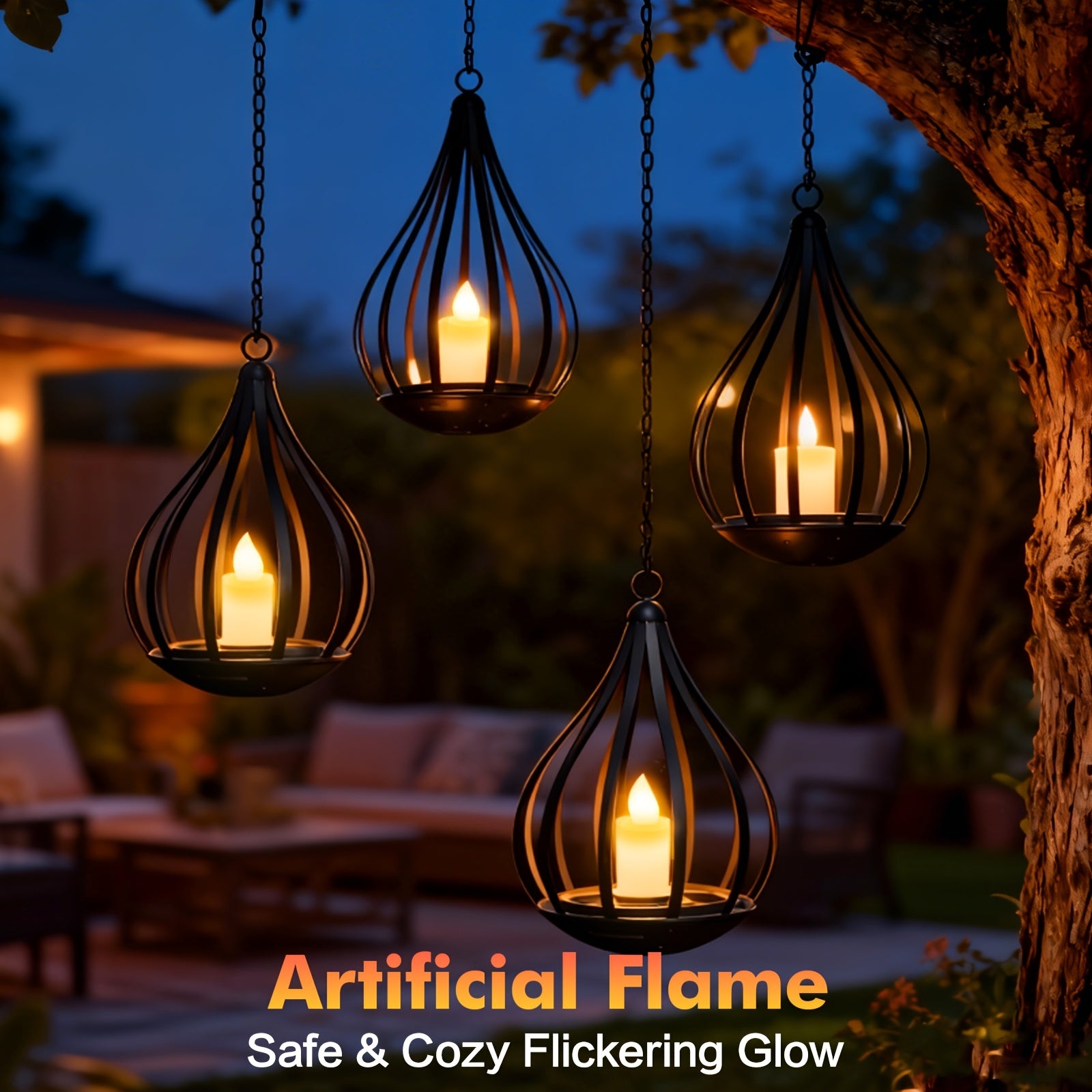 Solar Lantern, Outdoor Hanging Lantern, Candle Lamp, Featuring LED Candlelight Flickering Effect, Suitable for Table, Garden, Lawn And Outdoor Party Decoration, 1\u002F2pcs