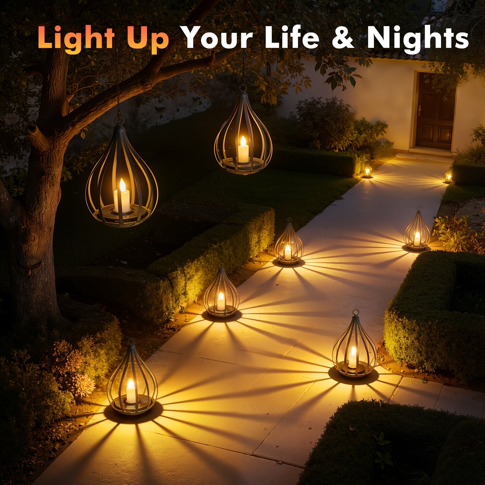 Solar Lantern, Outdoor Hanging Lantern, Candle Lamp, Featuring LED Candlelight Flickering Effect, Suitable for Table, Garden, Lawn And Outdoor Party Decoration, 1\u002F2pcs