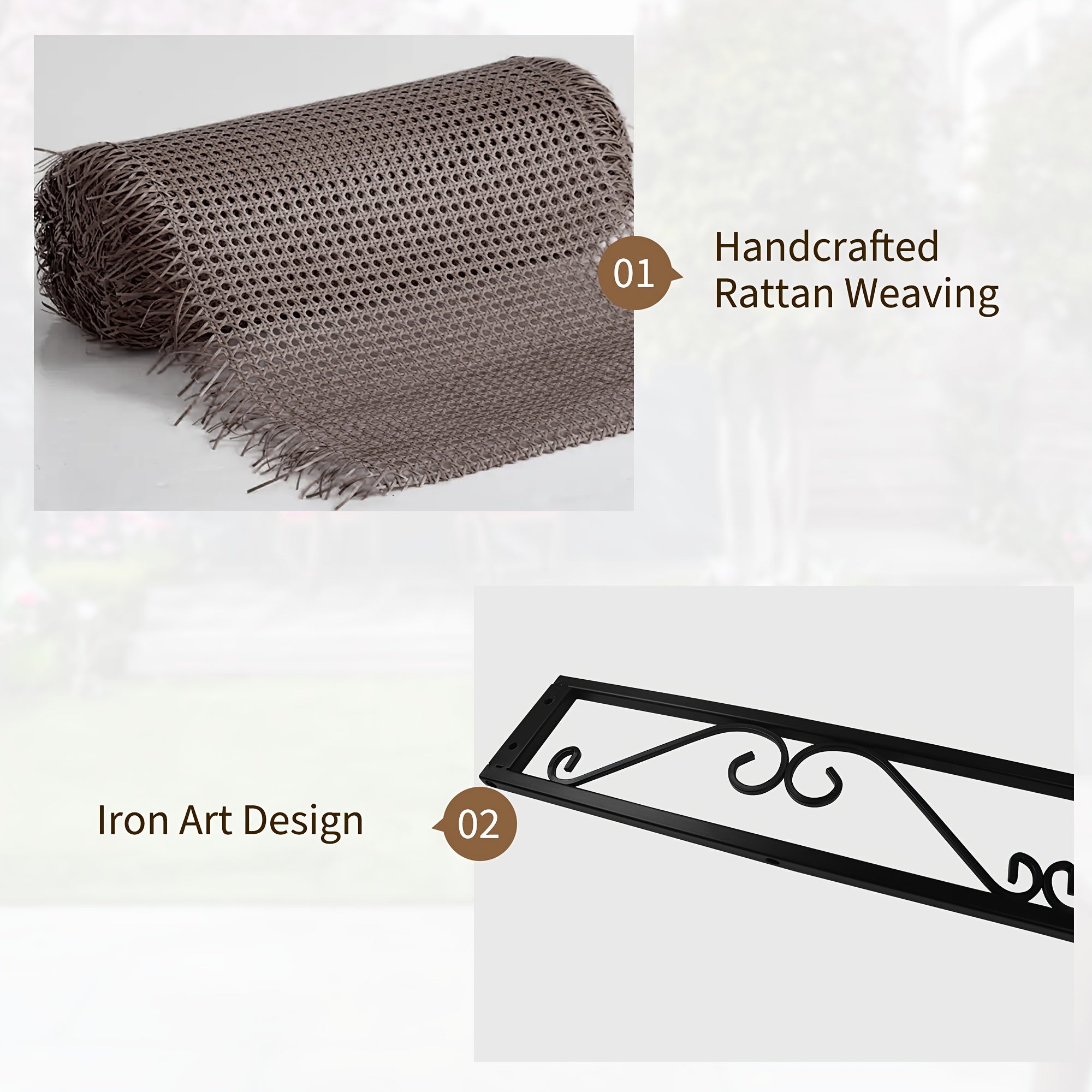 6-Foot Outdoor Privacy Barrier, Stylish Fence, Standalone Woven Rattan Partition for Patio, Balcony, Garden, Backyard, Deck, Porch, in Brown Color