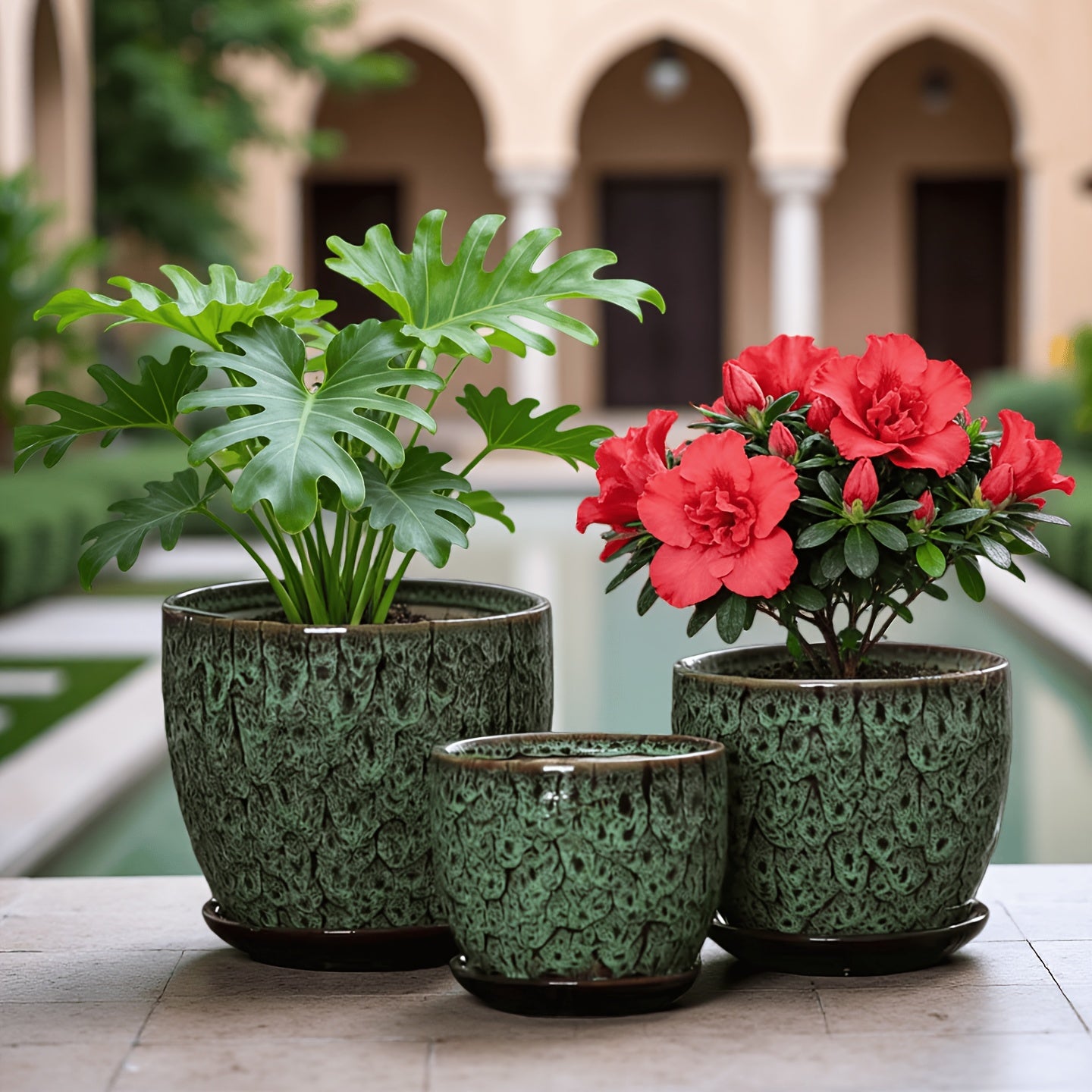Handmade Pottery Set - Vintage Kiln-Changed Multicolor Clay Flower Pots with Drainage Holes, Polished Indoor\u002FOutdoor Planters for home,, Balcony - Artistic Retro Plant Containers for trees, shrubs, Herbs (Multi-