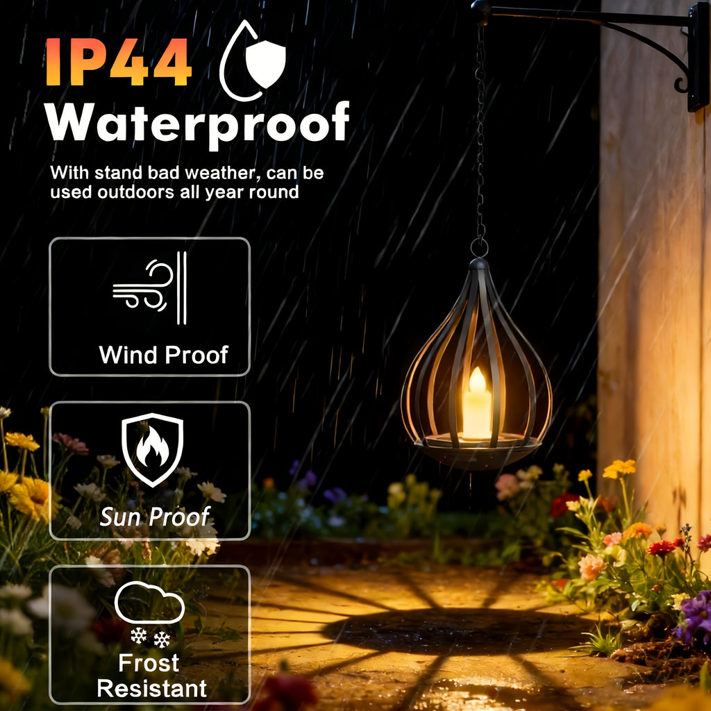 Solar Lantern, Outdoor Hanging Lantern, Candle Lamp, Featuring LED Candlelight Flickering Effect, Suitable for Table, Garden, Lawn And Outdoor Party Decoration, 1\u002F2pcs