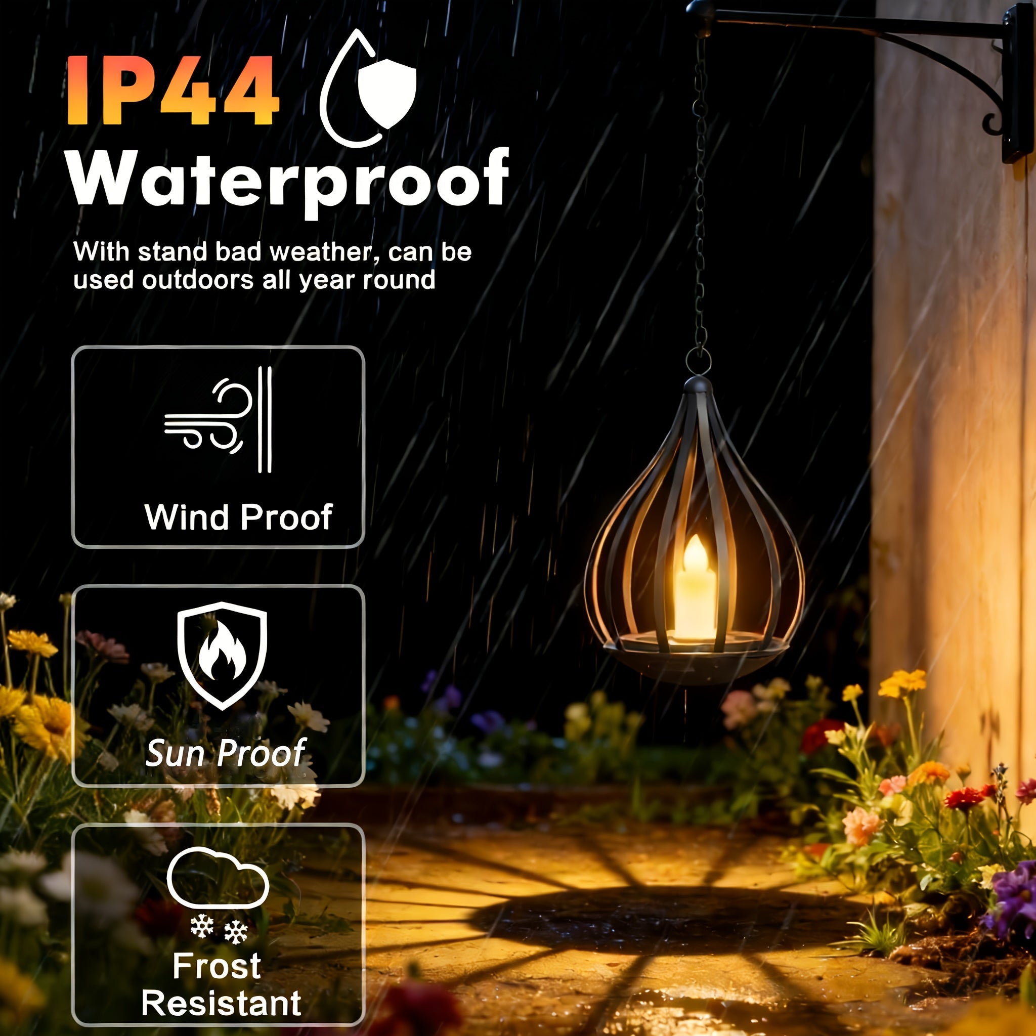 Solar Lantern, Outdoor Hanging Lantern, Candle Lamp, Featuring LED Candlelight Flickering Effect, Suitable for Table, Garden, Lawn And Outdoor Party Decoration, 1\u002F2pcs