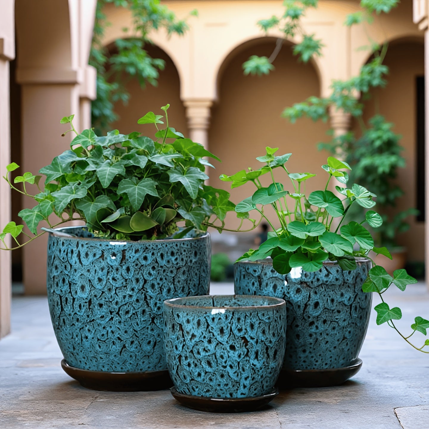 Handmade Pottery Set - Vintage Kiln-Changed Multicolor Clay Flower Pots with Drainage Holes, Polished Indoor\u002FOutdoor Planters for home,, Balcony - Artistic Retro Plant Containers for trees, shrubs, Herbs (Multi-