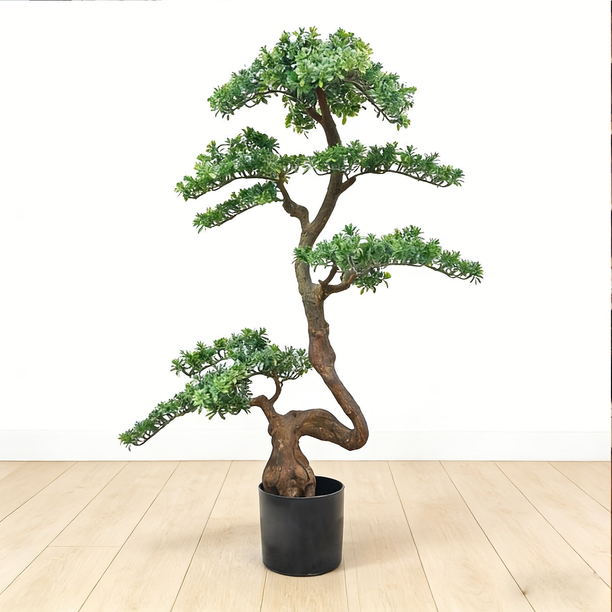 Artificial Pine Tree Plant with Realistic Natural Trunk & Plastic Planter Base Suitable for Home Office Indoor Outdoor Decor, -Standing Fake Pine for - Decoration, Faux Evergreen Tree for Housewarming Gift