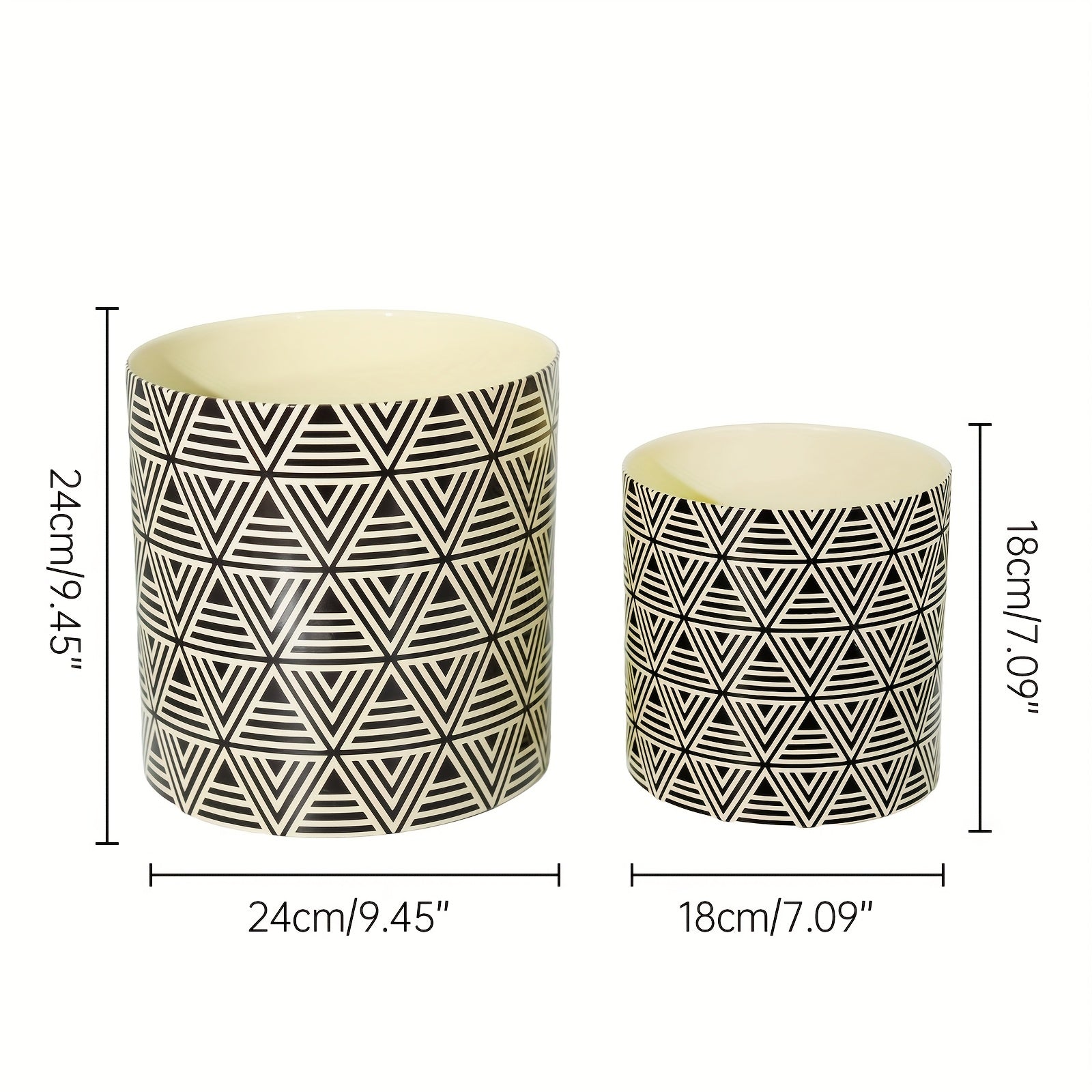 Garden 2pcs Planter Set, 3 Styles (triangle Leaf\u002Fline Patterns, Yellowish\u002Fblack). Small (7.09\