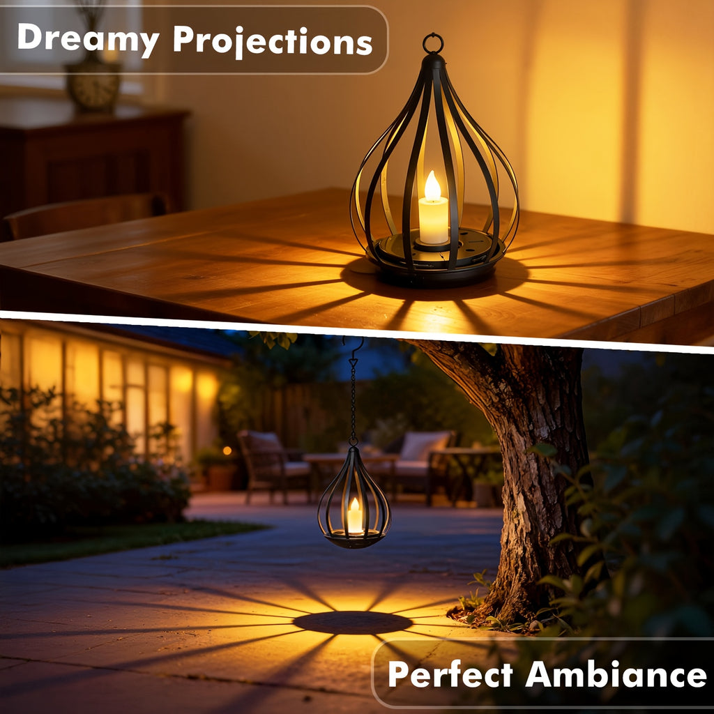Solar Lantern, Outdoor Hanging Lantern, Candle Lamp, Featuring LED Candlelight Flickering Effect, Suitable for Table, Garden, Lawn And Outdoor Party Decoration, 1\u002F2pcs