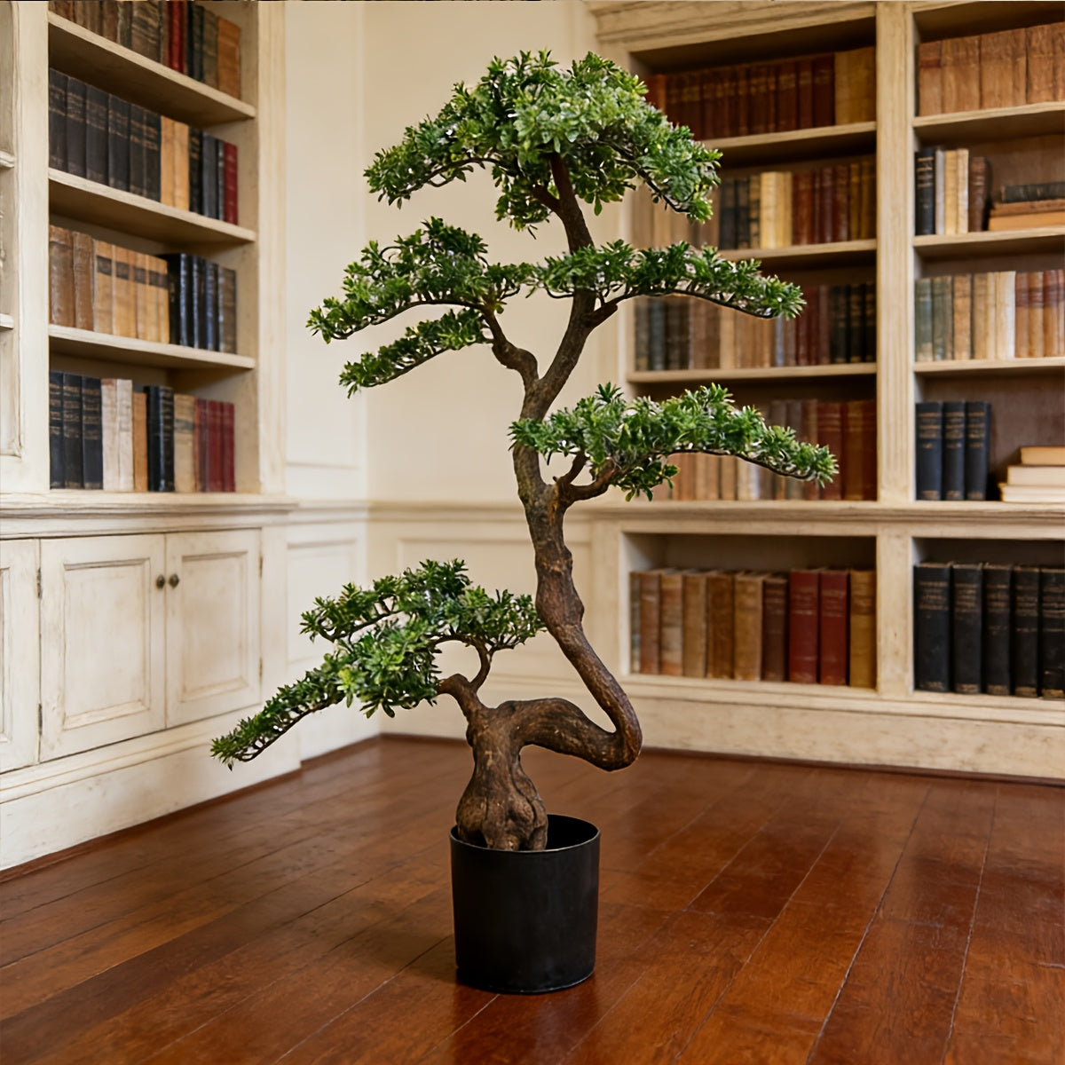 Artificial Pine Tree Plant with Realistic Natural Trunk & Plastic Planter Base Suitable for Home Office Indoor Outdoor Decor, -Standing Fake Pine for - Decoration, Faux Evergreen Tree for Housewarming Gift