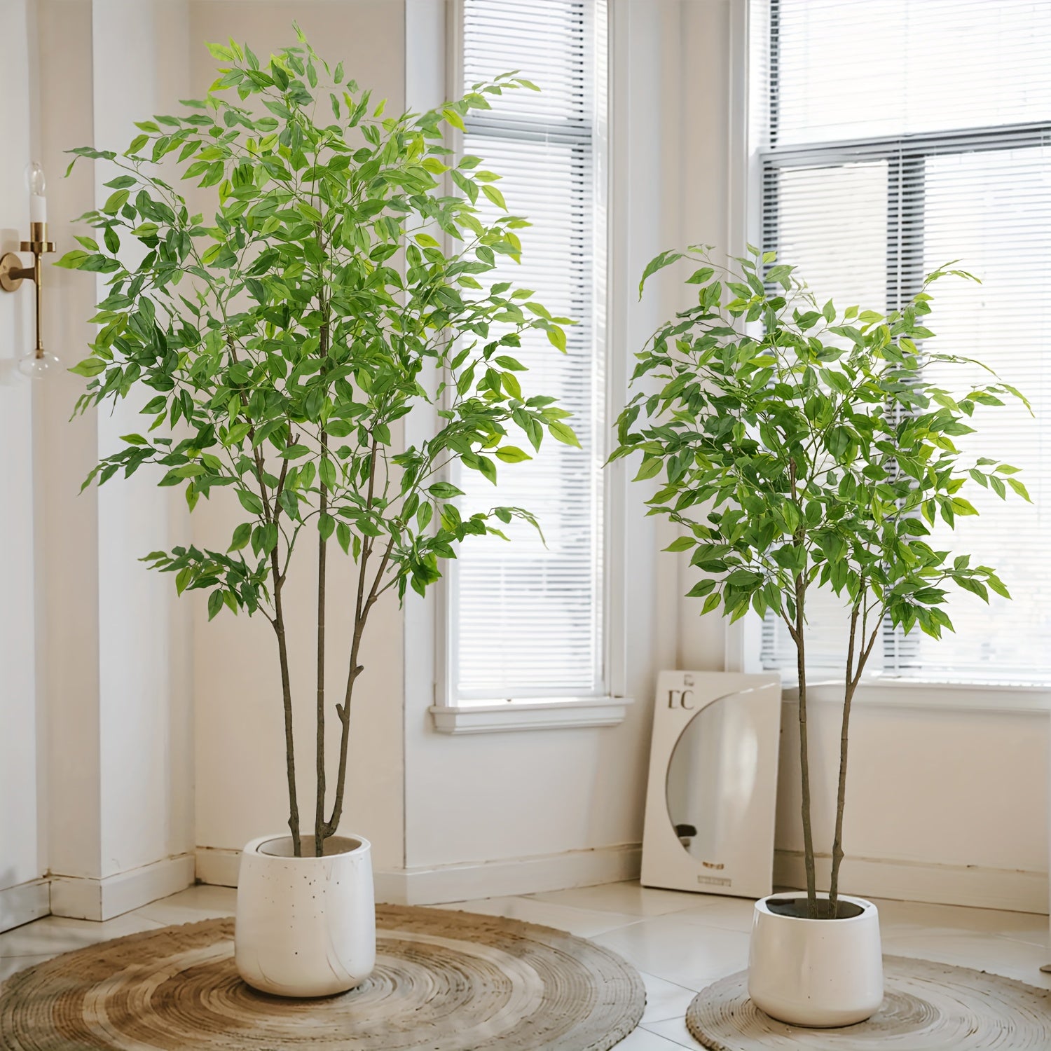 1pc Artificial Silk Ficus Tree with Plastic Pot for Office and Home Decor, Decorative Artificial Plant for Indoors and Outdoors, Fake Ficus Plant All Year Round Decoration