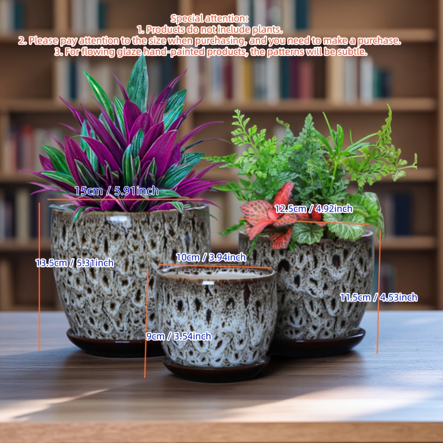 Artistic Flower Pot Set Multi-color Retro Ceramics With Tray Indoor Green Plants And Flower Planting Decoration Boutique Creative Texture Flower Pot Combination Retro Style Ceramic Three-piece Set