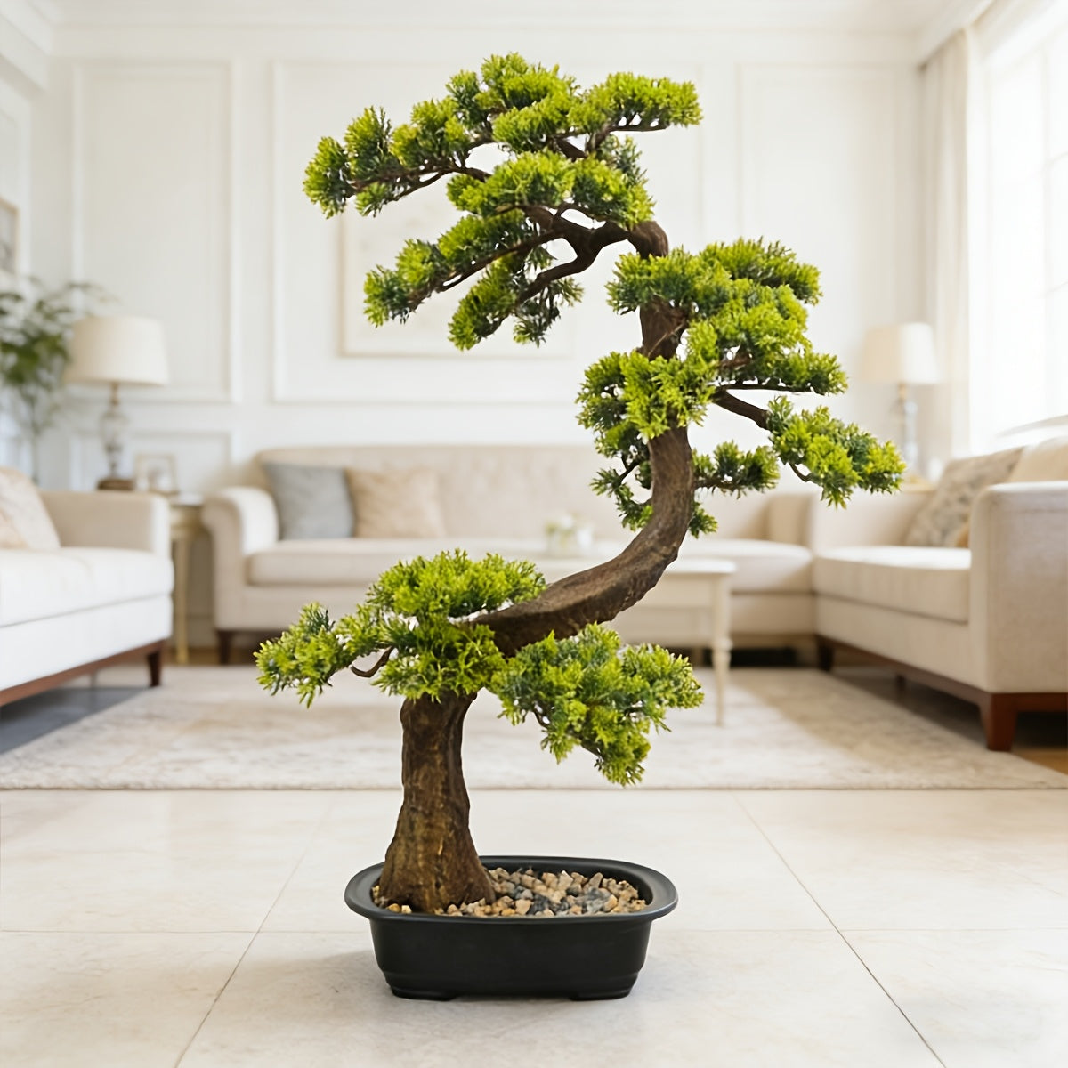 29.53inch Artificial Pine Tree with Faux Leaves, Perfect for Indoor And Outdoor Decoration in for Home Or Office, Comes with Plastic Planter