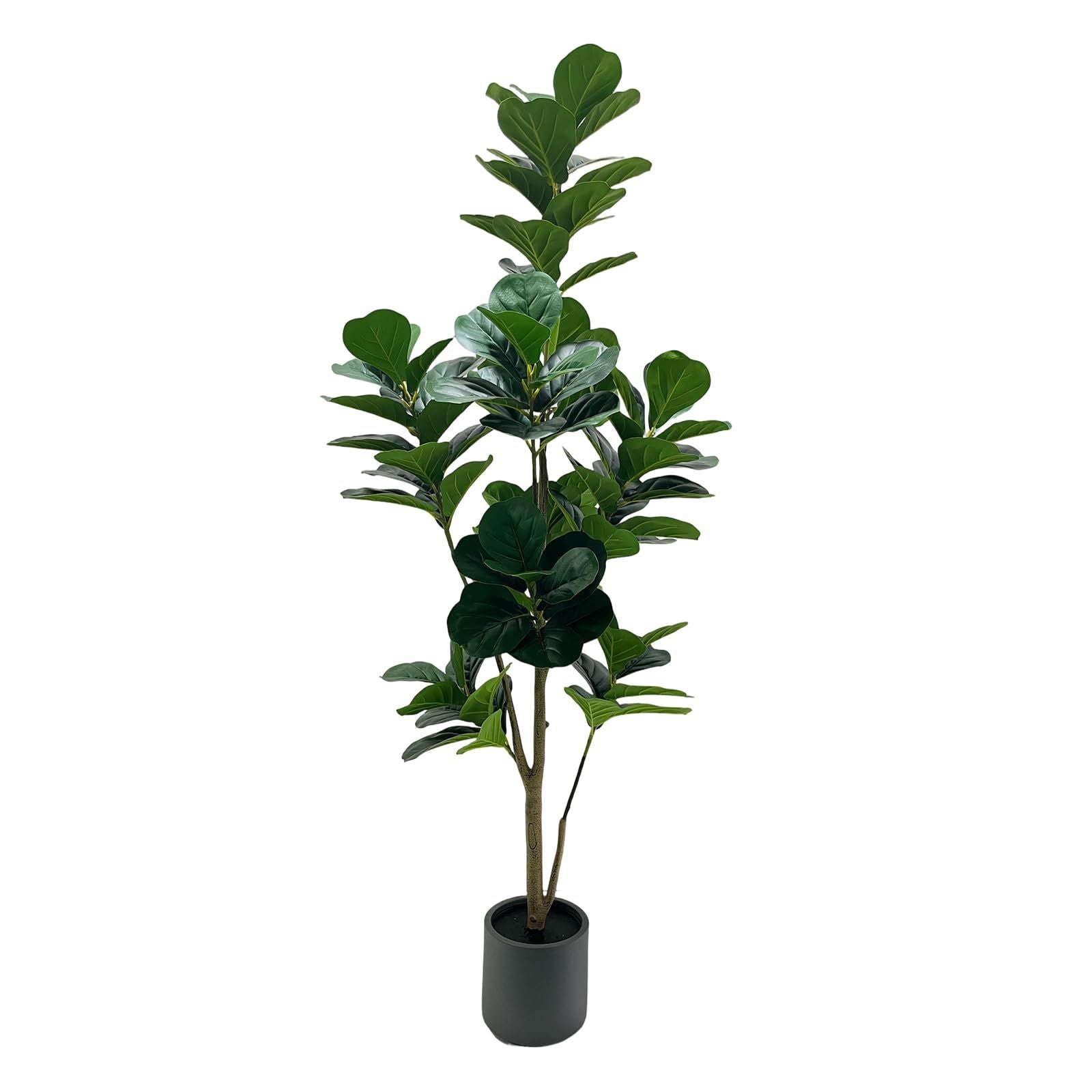 5ft Realistic Artificial Fiddle Leaf Fig Tree with Pot - Faux Ficus Lyrata Suitable for Indoor\u002FOutdoor Home Office Decor, Plastic Fiddle-Shaped Leaves, Low-Maintenance Year-Round Botanical Centerpiece for Modern Spaces
