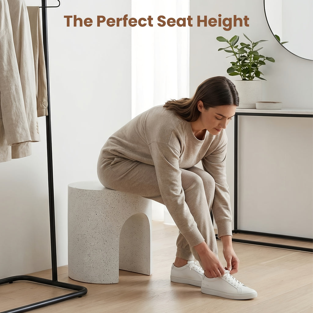 Modern Arched Hollow Table, 16-Inch Minimalist Terrazzo Texture Magnesium Side Table, Round Coffee Table with a Sculptural Feel for Garden And Living Room, Weather-Resistant Concrete Aesthetic Decorative Table, Speckled White\u002FGray